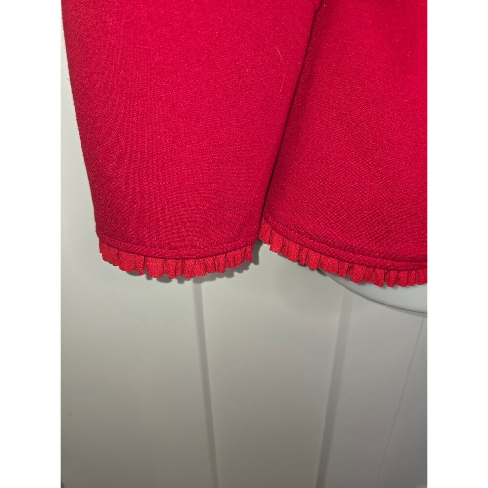 Chico's Nwot Carmine Red Ruffle Trim Ponte Knit Blazer Jacket Size 1 Medium - Picture 5 of 10